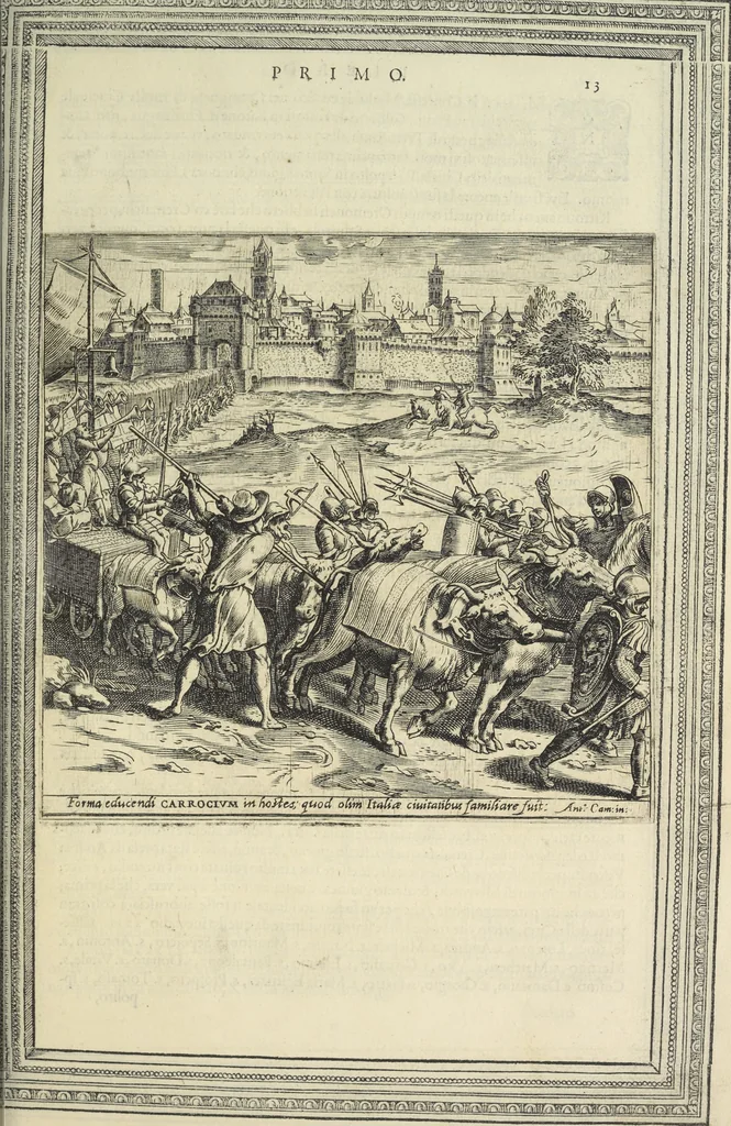 An illustration from Cremona fedelissima citta et nobilissima colonia de Romani : rappresentata in disegno col svo contado et illvstrata d'vna breve historia delle cose piv notabili appartenenti ad essa et de i ritratti natvrali de dvchi et dvchesse di Milano e compendio delle lor vite, 1585, leaf 28