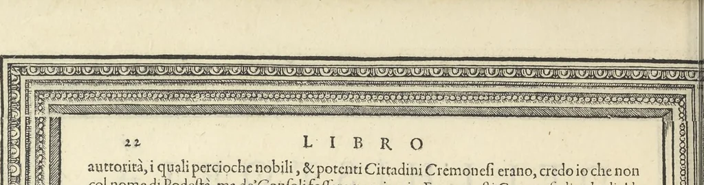 An illustration from Cremona fedelissima citta et nobilissima colonia de Romani : rappresentata in disegno col svo contado et illvstrata d'vna breve historia delle cose piv notabili appartenenti ad essa et de i ritratti natvrali de dvchi et dvchesse di Milano e compendio delle lor vite, 1585, leaf 37