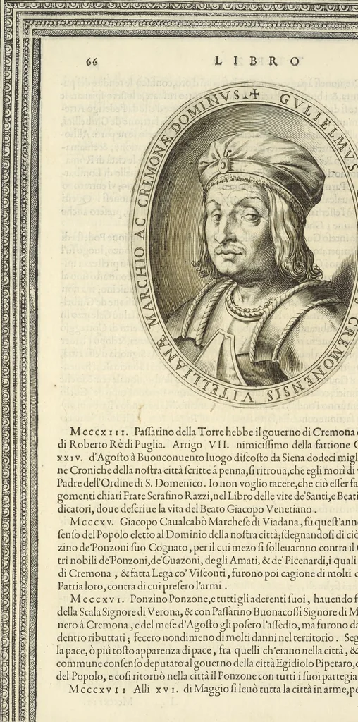 An illustration from Cremona fedelissima citta et nobilissima colonia de Romani : rappresentata in disegno col svo contado et illvstrata d'vna breve historia delle cose piv notabili appartenenti ad essa et de i ritratti natvrali de dvchi et dvchesse di Milano e compendio delle lor vite, 1585, leaf 81