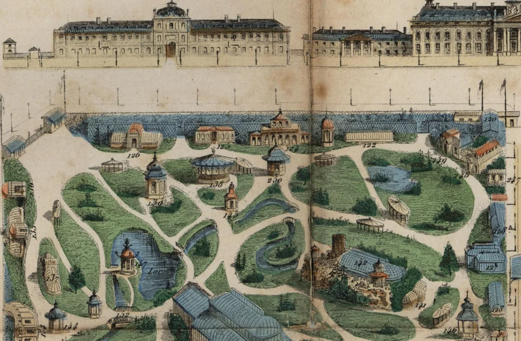 An illustration from Les curiosités de l'Exposition universelle de 1867 : suivi d'un indicateur pratique des moyens de transport, des prix d'entrée, etc. : avec six plans, 1867, leaf 218
