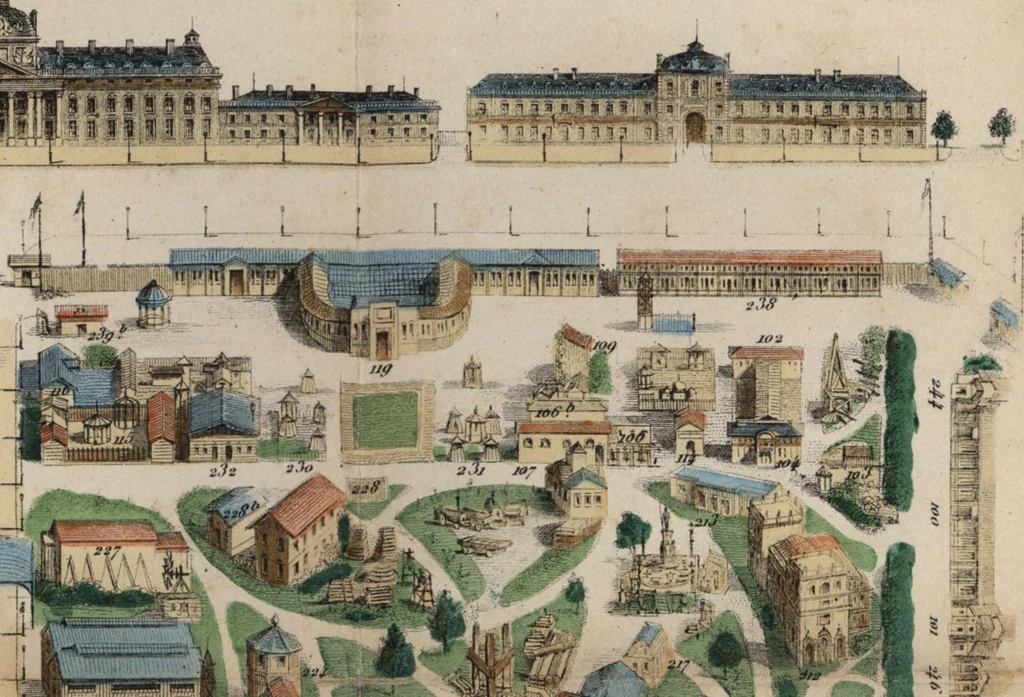 An illustration from Les curiosités de l'Exposition universelle de 1867 : suivi d'un indicateur pratique des moyens de transport, des prix d'entrée, etc. : avec six plans, 1867, leaf 219