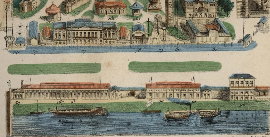 An illustration from Les curiosités de l'Exposition universelle de 1867 : suivi d'un indicateur pratique des moyens de transport, des prix d'entrée, etc. : avec six plans, 1867, leaf 225