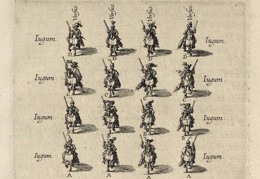 An illustration from De militia equestri antiqua et noua ad regem Philippum IV libri quinque, 1630, leaf 148