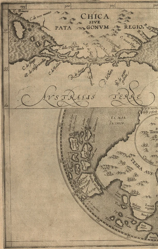 An illustration from Descriptionis Ptolemaicae augmentum, siue, Occidentis notitia : breui commentario illustrata, et hac secunda editione magna sui parte aucta, 1603, leaf 205