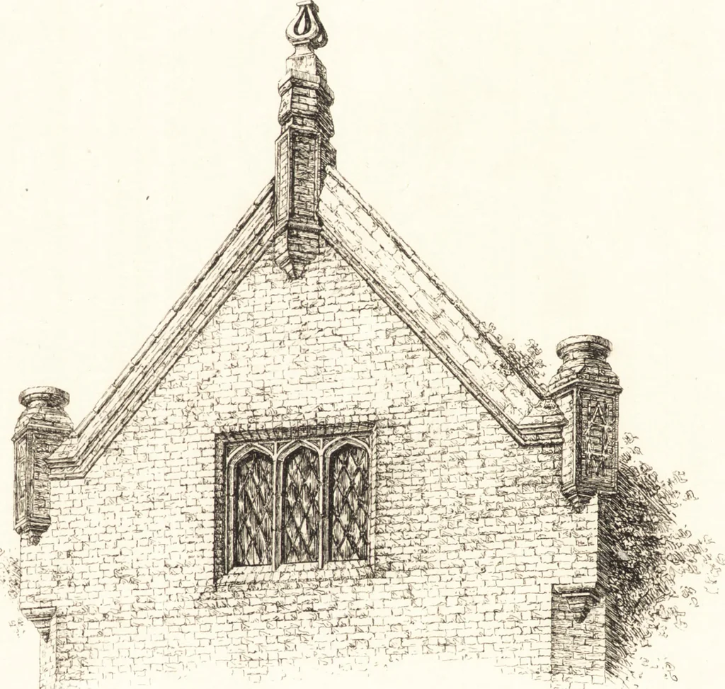 An illustration from Designs for parsonage houses, alms houses, etc., etc. : with examples of gables, and other curious remains of old English architecture, 1827, leaf 14