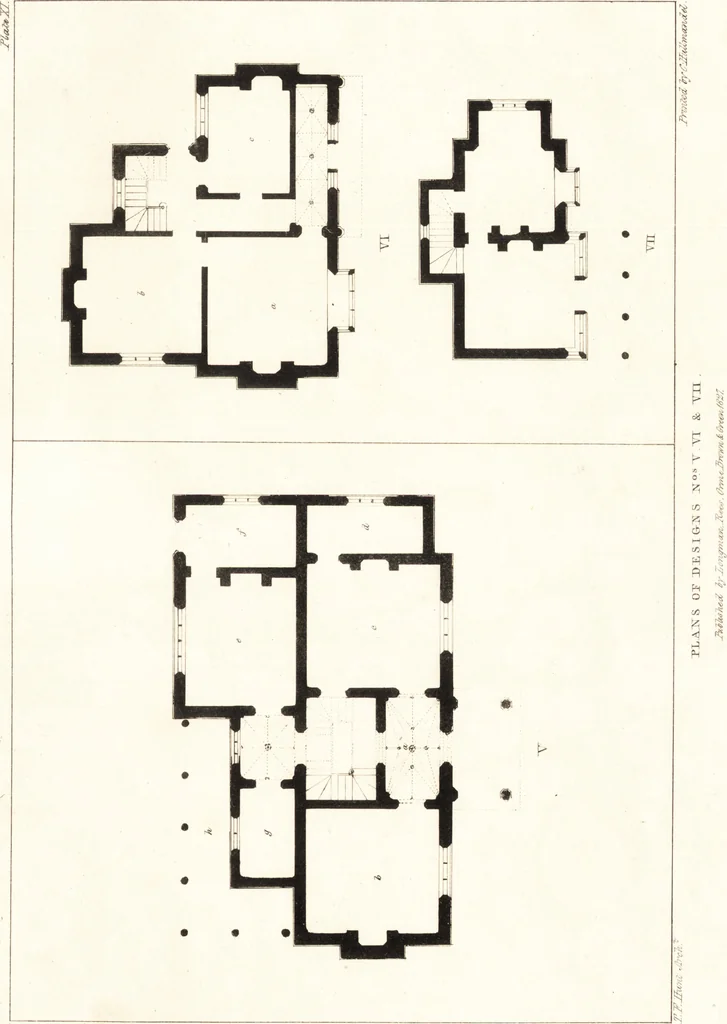 An illustration from Designs for parsonage houses, alms houses, etc., etc. : with examples of gables, and other curious remains of old English architecture, 1827, leaf 48
