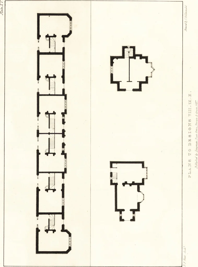 An illustration from Designs for parsonage houses, alms houses, etc., etc. : with examples of gables, and other curious remains of old English architecture, 1827, leaf 64