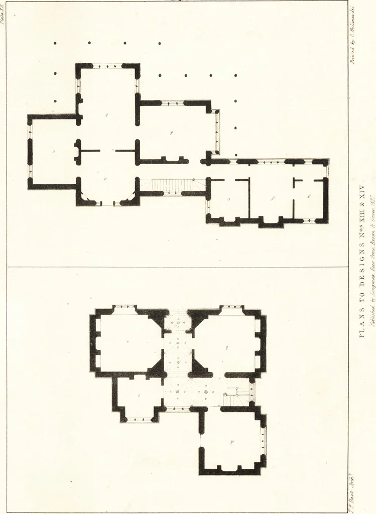 An illustration from Designs for parsonage houses, alms houses, etc., etc. : with examples of gables, and other curious remains of old English architecture, 1827, leaf 82