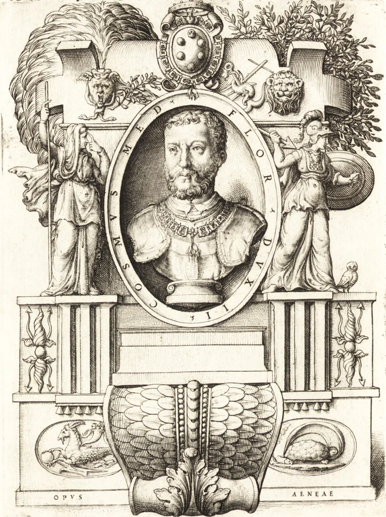 An illustration from Discorsi di M. Enea Vico parmigiano : sopra le medaglie de gli antichi, divisi in dve libri, ove si dimostrano notabli errori di scrittori antichi e moderni intorno alle historie romane .., 1555, leaf 7