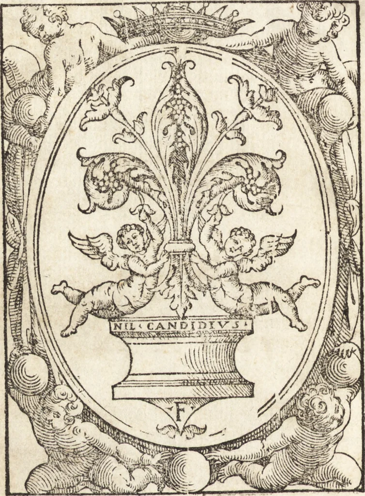 An illustration from Discorsi di monsignore don Vincenzio Borghini. Recati à luce da'deputati per suo testamento. Con la tavola delle cose piv notabili, 1584, leaf 555