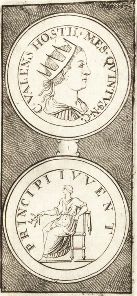 An illustration from Dissertatio de ortu et interitu Imperii Romani : qua examinatur nobilis illa, ut eam vocat merito summus Grotius, cum apud historicos, tum etiam JCtos tractata quaestio, anea, quae olim fuerint Romani Imperii, jam sint Germanici regni, propter translationem Imperii Romani in Carolum M. factam, vel an nulla translatio ejusmodi facta, sed, populo Romano eodem hodie, qui olim fuit, penes eundem quoque imperium mansisse dicendum, tanquam penes corpus, in quo esset ac viveret, 1698, leaf 200