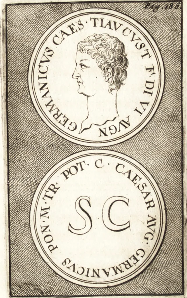 An illustration from Dissertatio de ortu et interitu Imperii Romani : qua examinatur nobilis illa, ut eam vocat merito summus Grotius, cum apud historicos, tum etiam JCtos tractata quaestio, anea, quae olim fuerint Romani Imperii, jam sint Germanici regni, propter translationem Imperii Romani in Carolum M. factam, vel an nulla translatio ejusmodi facta, sed, populo Romano eodem hodie, qui olim fuit, penes eundem quoque imperium mansisse dicendum, tanquam penes corpus, in quo esset ac viveret, 1698, leaf 228