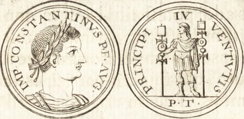 An illustration from Dissertatio de ortu et interitu Imperii Romani : qua examinatur nobilis illa, ut eam vocat merito summus Grotius, cum apud historicos, tum etiam JCtos tractata quaestio, anea, quae olim fuerint Romani Imperii, jam sint Germanici regni, propter translationem Imperii Romani in Carolum M. factam, vel an nulla translatio ejusmodi facta, sed, populo Romano eodem hodie, qui olim fuit, penes eundem quoque imperium mansisse dicendum, tanquam penes corpus, in quo esset ac viveret, 1698, leaf 259