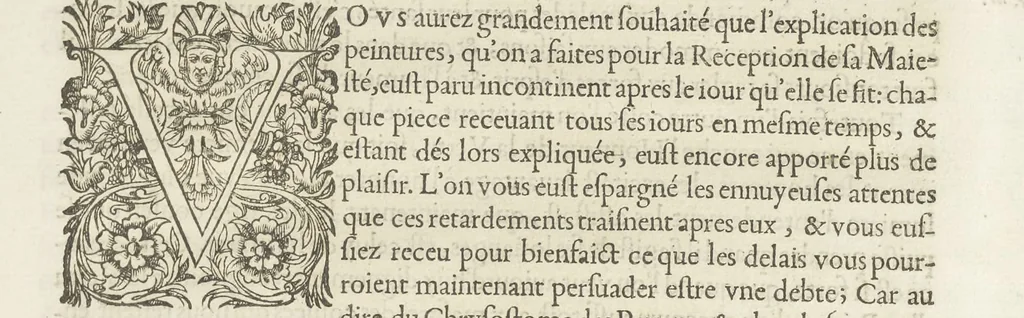 An illustration from Eloges et discours sur la triomphante reception du roy en sa ville de Paris, apres la reduction de la Rochelle : accompagnez des figures, tant des arcs de triomphe que des autres preparatifs, 1629, leaf 100
