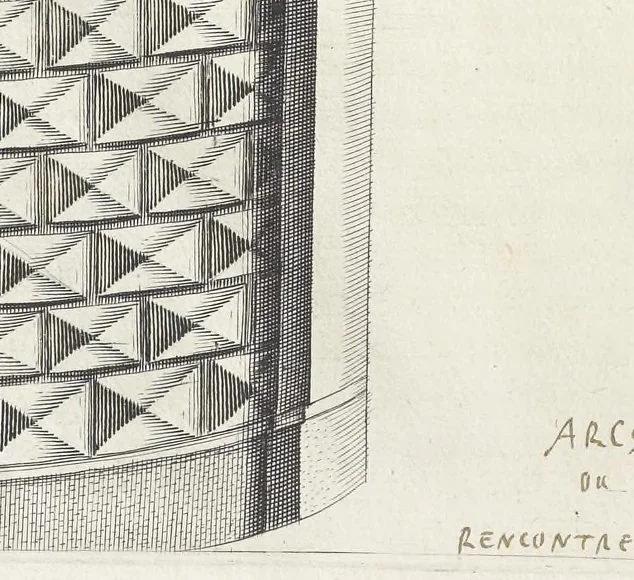 An illustration from Eloges et discours sur la triomphante reception du roy en sa ville de Paris, apres la reduction de la Rochelle : accompagnez des figures, tant des arcs de triomphe que des autres preparatifs, 1629, leaf 157