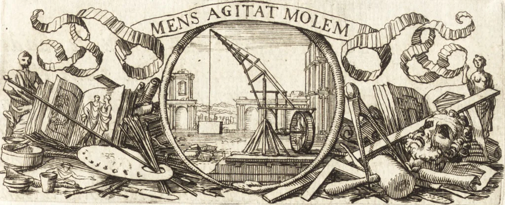 An illustration from Entretiens sur les vies et sur les ouvrages des plus excellens peintres anciens et modernes, 1666, leaf 6