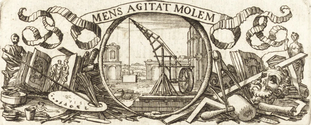 An illustration from Entretiens sur les vies et sur les ouvrages des plus excellens peintres anciens et modernes, 1666, leaf 8