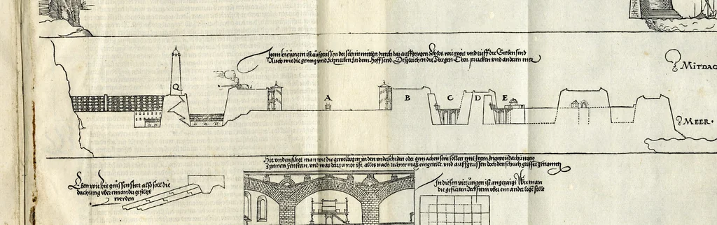 An illustration from Etliche vnderricht, zu befestigung der Stett, Schlosz, vnd flecken, 1527, leaf 46