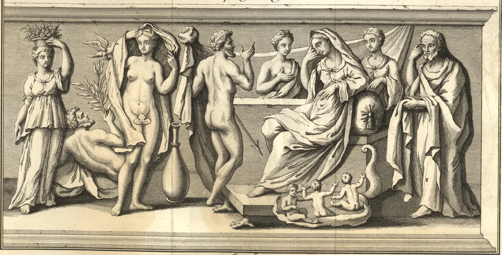 An illustration from Explication de divers monumens singuliers, qui ont rapport a la religion des plus anciens peuples : avec l'examen de la derniere edition des ouvrages de S. Jerôme, & un traité sur l'astrologie judiciaire : ouvrage enrichi de figures en taille-douce, 1739, leaf 391