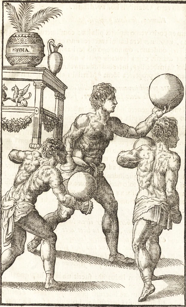An illustration from Hieronymi Mercurialis Foroliviensis De arte gymnastica libri sex : in quibus exercitationum omnium vetustarum genera, loca, modi, facultates, & quidquid denique ad corporis humani exercitationes pertinet diligenter explicatur, 1672, leaf 146