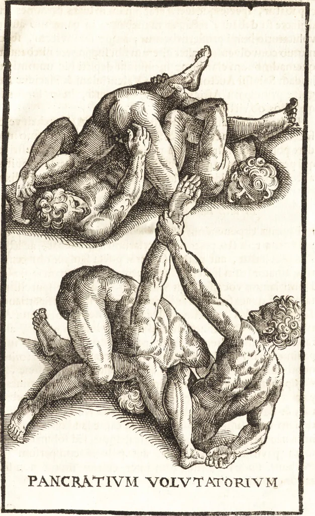 An illustration from Hieronymi Mercurialis Foroliviensis De arte gymnastica libri sex : in quibus exercitationum omnium vetustarum genera, loca, modi, facultates, & quidquid denique ad corporis humani exercitationes pertinet diligenter explicatur, 1672, leaf 166