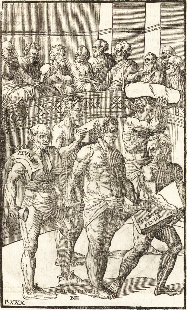An illustration from Hieronymi Mercurialis Foroliviensis De arte gymnastica libri sex : in quibus exercitationum omnium vetustarum genera, loca, modi, facultates, & quidquid denique ad corporis humani exercitationes pertinet diligenter explicatur, 1672, leaf 182