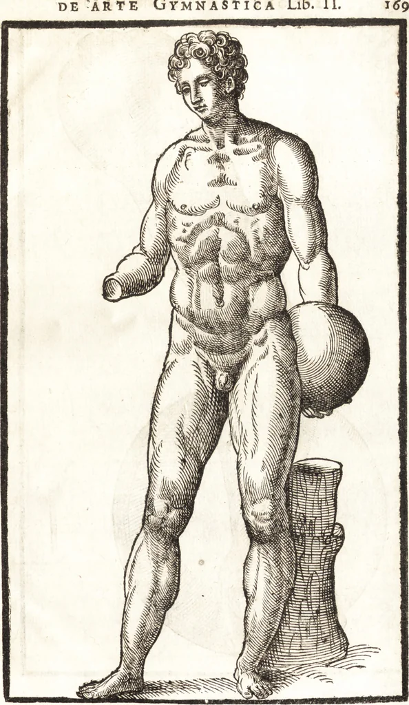 An illustration from Hieronymi Mercurialis Foroliviensis De arte gymnastica libri sex : in quibus exercitationum omnium vetustarum genera, loca, modi, facultates, & quidquid denique ad corporis humani exercitationes pertinet diligenter explicatur, 1672, leaf 188