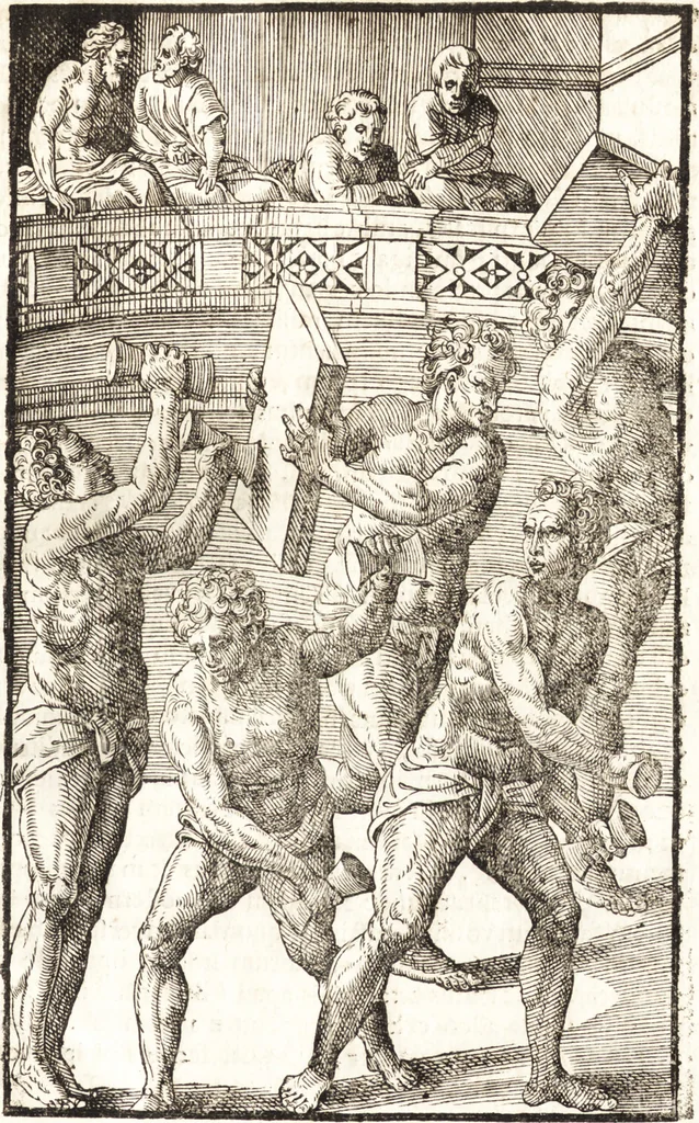 An illustration from Hieronymi Mercurialis Foroliviensis De arte gymnastica libri sex : in quibus exercitationum omnium vetustarum genera, loca, modi, facultates, & quidquid denique ad corporis humani exercitationes pertinet diligenter explicatur, 1672, leaf 192