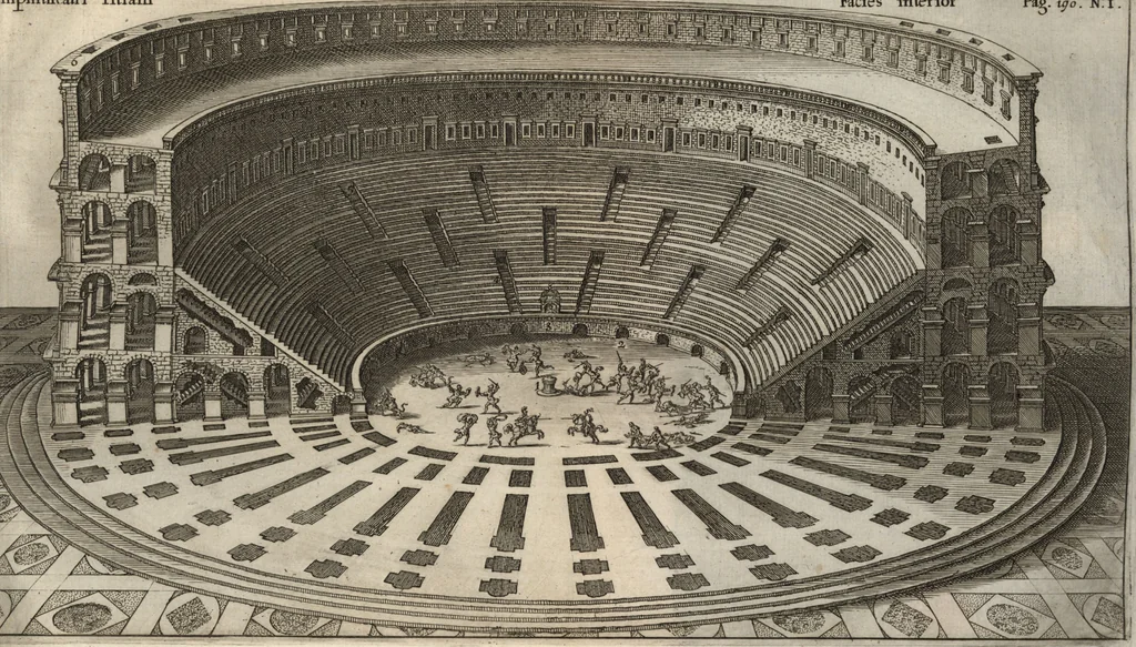An illustration from Hieronymi Mercurialis Foroliviensis De arte gymnastica libri sex : in quibus exercitationum omnium vetustarum genera, loca, modi, facultates, & quidquid denique ad corporis humani exercitationes pertinet diligenter explicatur, 1672, leaf 210