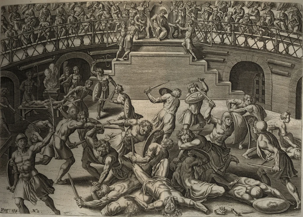 An illustration from Hieronymi Mercurialis Foroliviensis De arte gymnastica libri sex : in quibus exercitationum omnium vetustarum genera, loca, modi, facultates, & quidquid denique ad corporis humani exercitationes pertinet diligenter explicatur, 1672, leaf 220