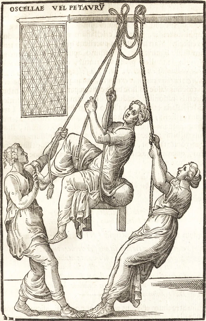 An illustration from Hieronymi Mercurialis Foroliviensis De arte gymnastica libri sex : in quibus exercitationum omnium vetustarum genera, loca, modi, facultates, & quidquid denique ad corporis humani exercitationes pertinet diligenter explicatur, 1672, leaf 244