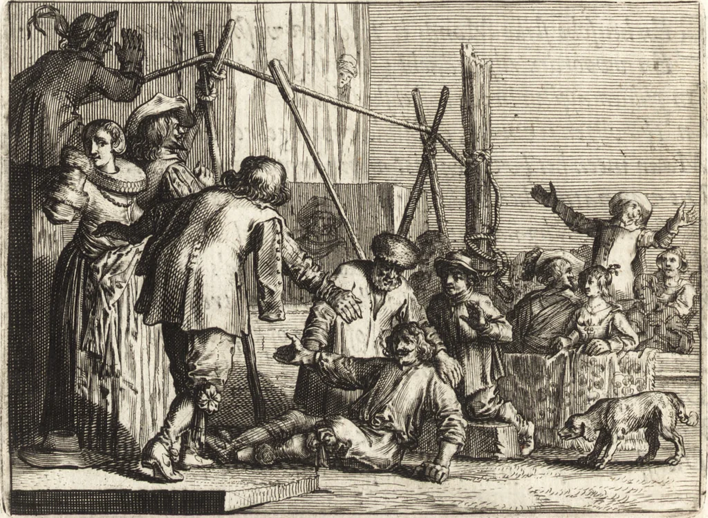 An illustration from Ian vander Veens Zinne-beelden, oft, Adams appel : verciert met seer aerdige const-plaeten : mitsgaders syne oude ende nieuwe ongemeene Bruydt-lofs, ende Zege-zangen, 1642, leaf 157