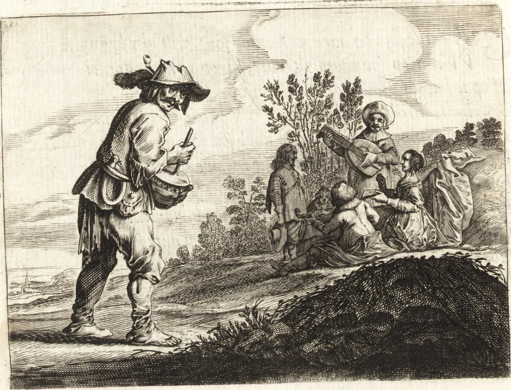 An illustration from Ian vander Veens Zinne-beelden, oft, Adams appel : verciert met seer aerdige const-plaeten : mitsgaders syne oude ende nieuwe ongemeene Bruydt-lofs, ende Zege-zangen, 1642, leaf 249