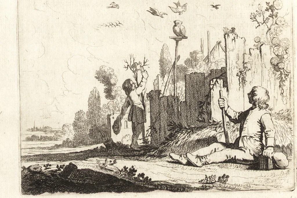 An illustration from Ian vander Veens Zinne-beelden, oft, Adams appel : verciert met seer aerdige const-plaeten : mitsgaders syne oude ende nieuwe ongemeene Bruydt-lofs, ende Zege-zangen, 1642, leaf 47