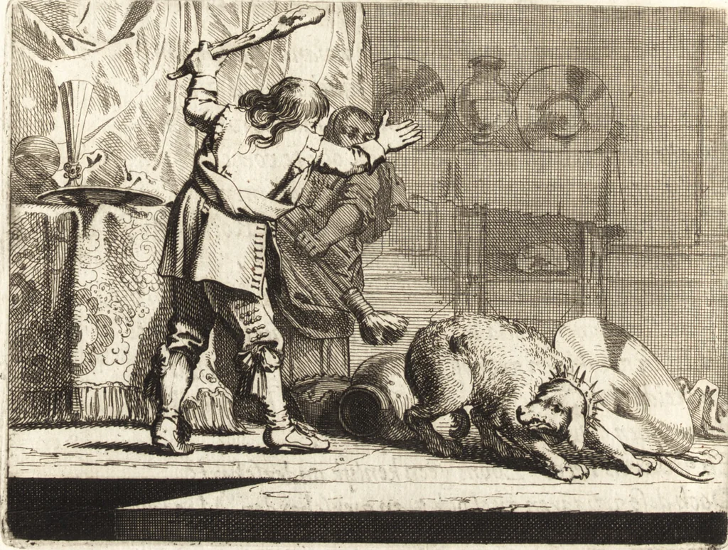 An illustration from Ian vander Veens Zinne-beelden, oft, Adams appel : verciert met seer aerdige const-plaeten : mitsgaders syne oude ende nieuwe ongemeene Bruydt-lofs, ende Zege-zangen, 1642, leaf 195
