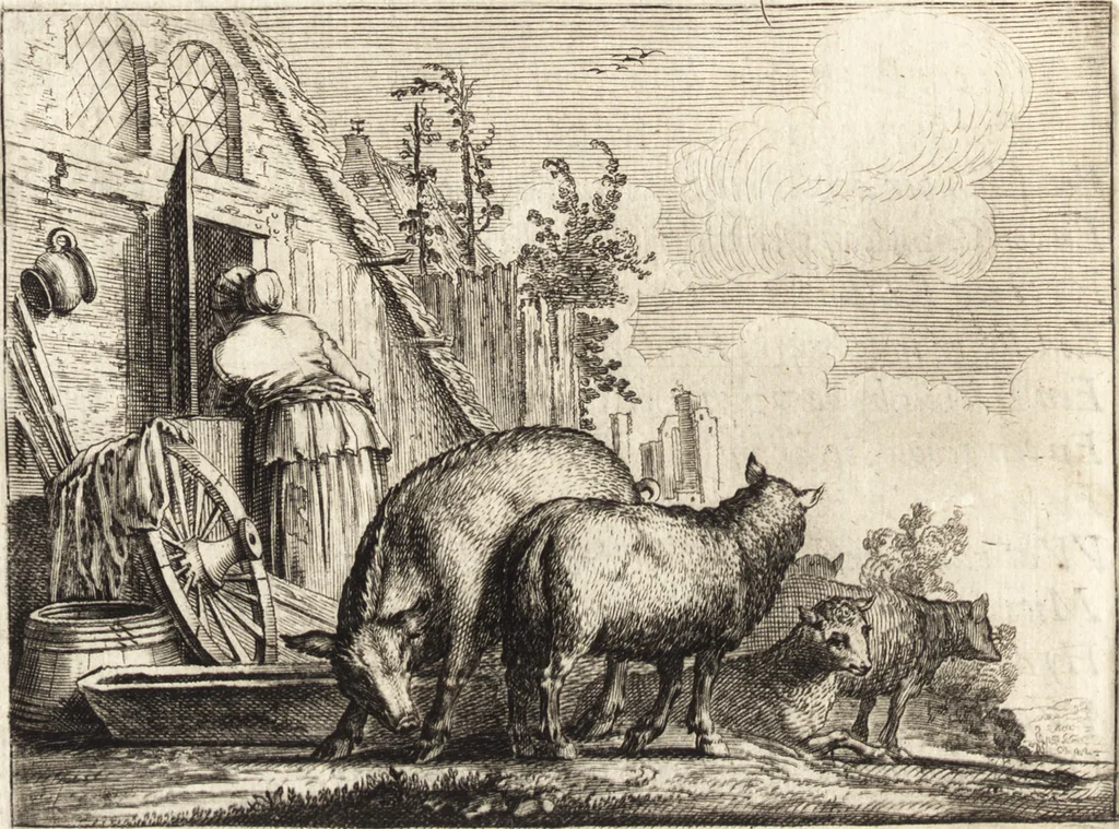 An illustration from Ian vander Veens Zinne-beelden, oft, Adams appel : verciert met seer aerdige const-plaeten : mitsgaders syne oude ende nieuwe ongemeene Bruydt-lofs, ende Zege-zangen, 1642, leaf 233