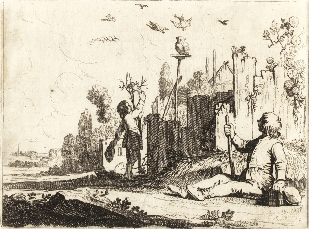 An illustration from Ian vander Veens Zinne-beelden, oft, Adams appel : verciert met seer aerdige const-plaeten : mitsgaders syne oude ende nieuwe ongemeene Bruydt-lofs, ende Zege-zangen, 1642, leaf 49