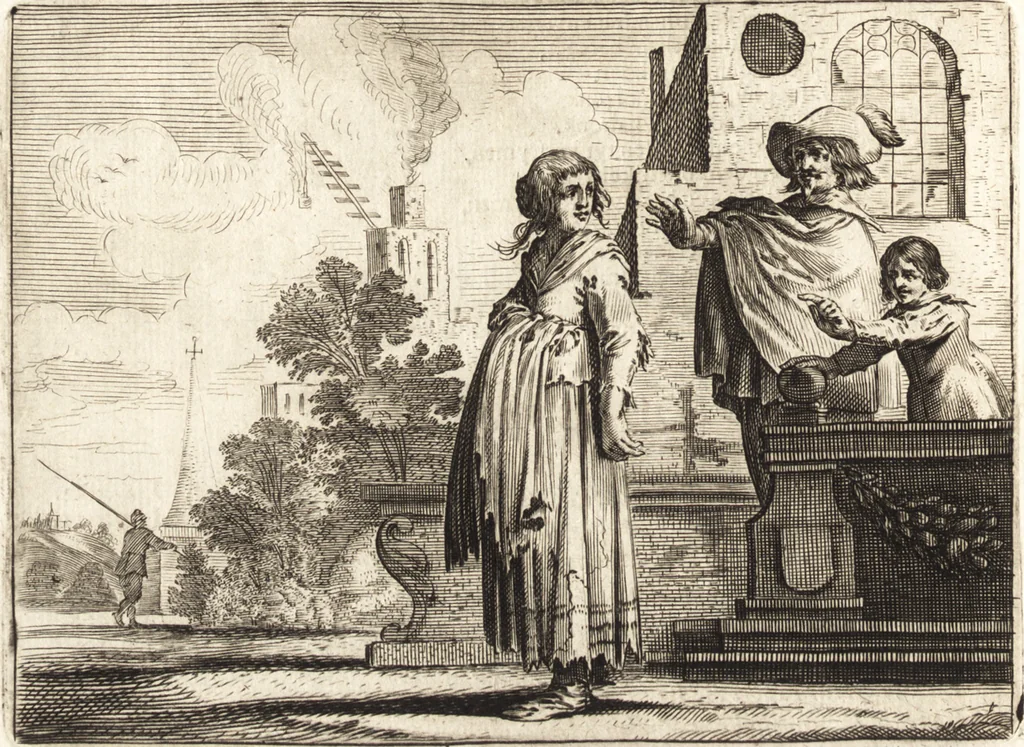 An illustration from Ian vander Veens Zinne-beelden, oft, Adams appel : verciert met seer aerdige const-plaeten : mitsgaders syne oude ende nieuwe ongemeene Bruydt-lofs, ende Zege-zangen, 1642, leaf 61