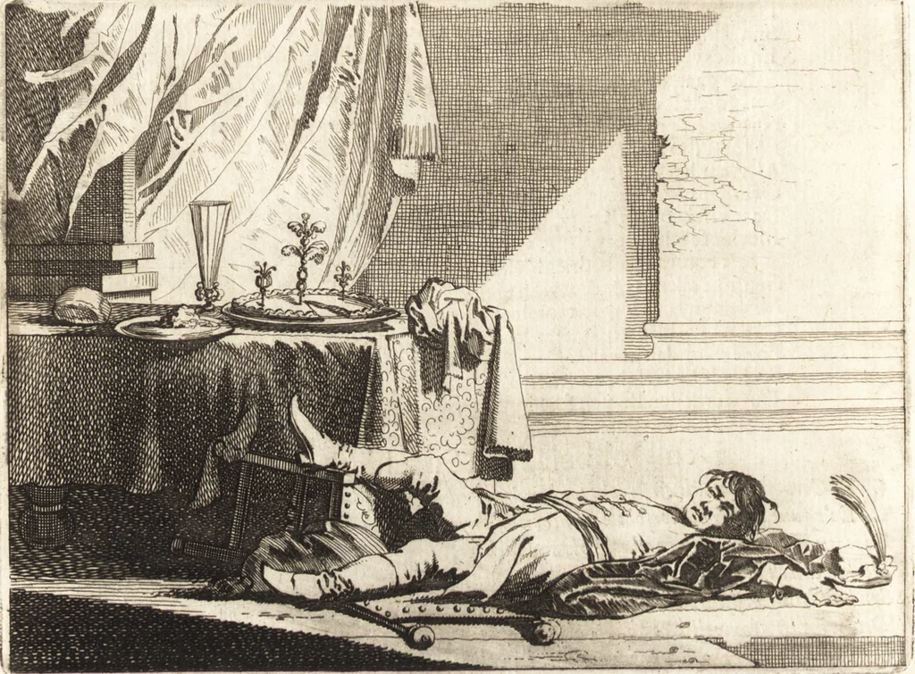 An illustration from Ian vander Veens Zinne-beelden, oft, Adams appel : verciert met seer aerdige const-plaeten : mitsgaders syne oude ende nieuwe ongemeene Bruydt-lofs, ende Zege-zangen, 1642, leaf 65