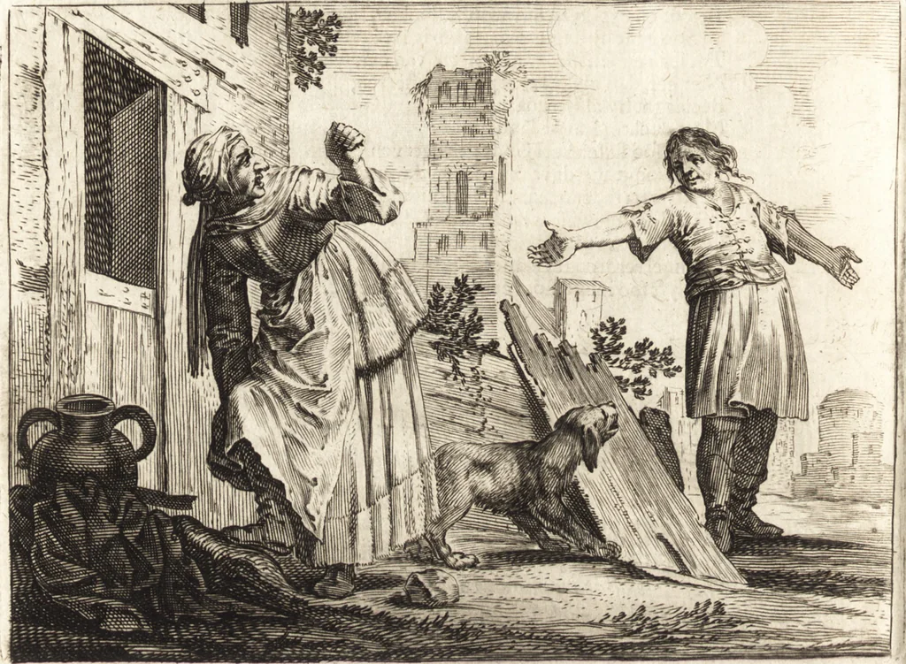 An illustration from Ian vander Veens Zinne-beelden, oft, Adams appel : verciert met seer aerdige const-plaeten : mitsgaders syne oude ende nieuwe ongemeene Bruydt-lofs, ende Zege-zangen, 1642, leaf 73