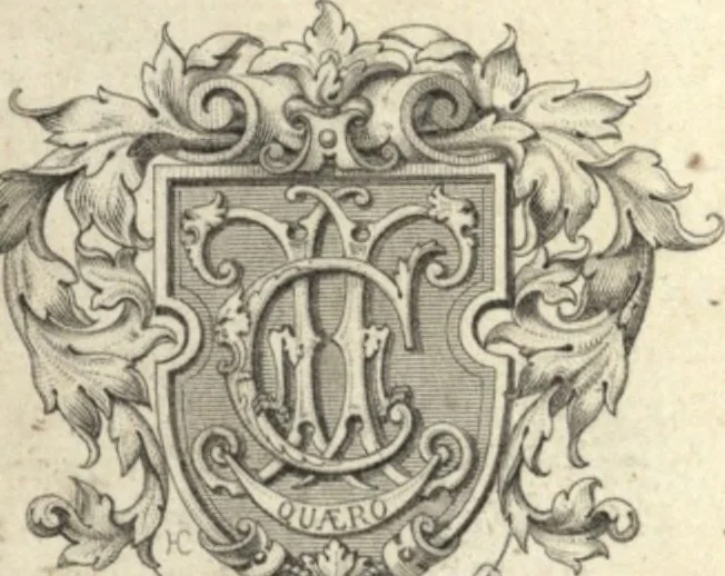 An illustration from Bibliotheca Heinsiana, sive, Catalogus librorum, quos magno studio & sumptu dum viveret, collegit vir illustris Nicolaus Heinsius, Dan. fil. : in duas partes divisus, 1682, leaf 1