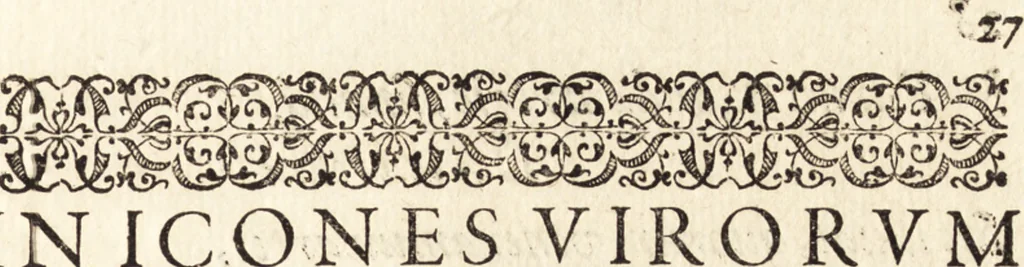 An illustration from Icones qvinqvaginta virorvm illustrium, doctrina & eruditione praestantium, 1597, leaf 34
