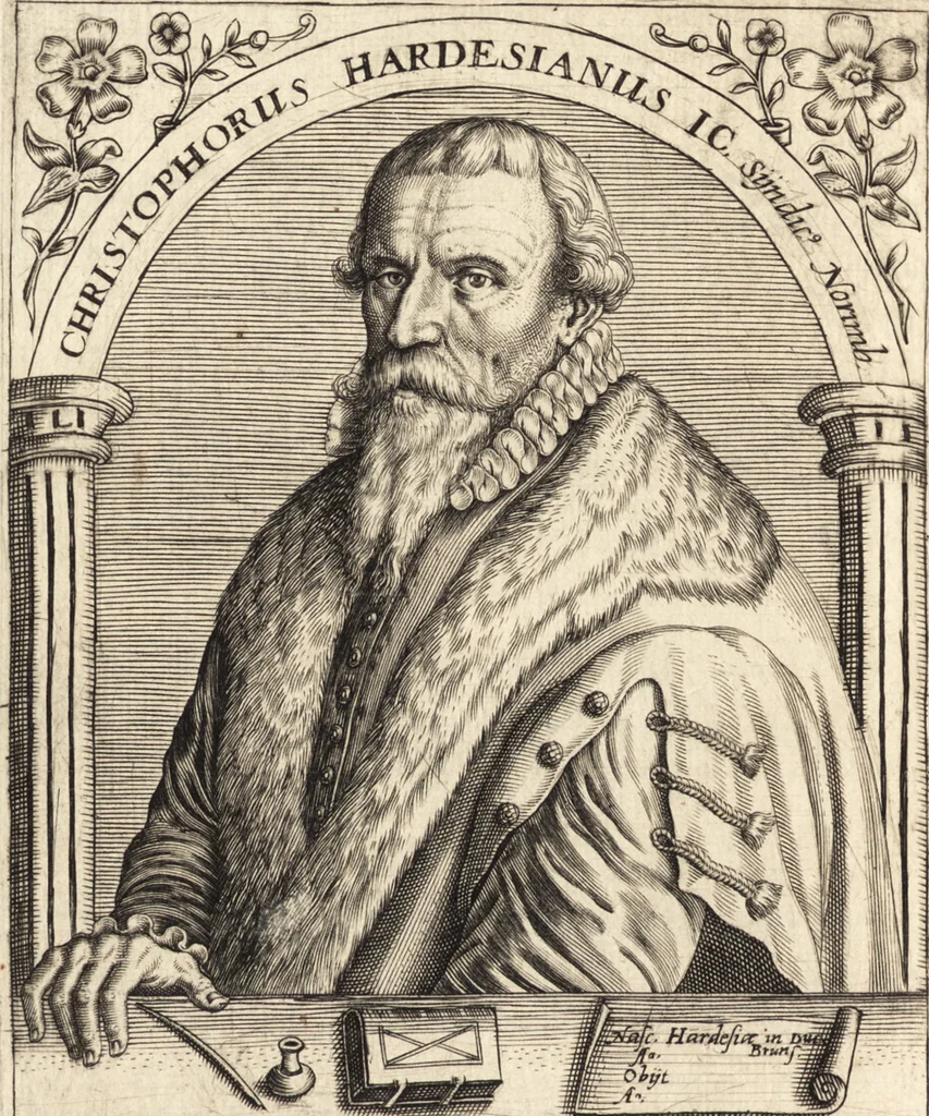 An illustration from Icones qvinqvaginta virorvm illustrium, doctrina & eruditione praestantium, 1597, leaf 385