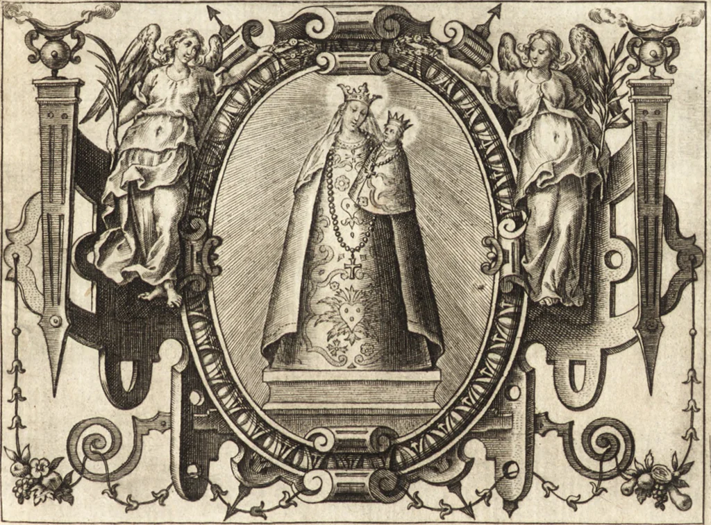 An illustration from I. LipsI Diva Virgo Hallensis : beneficia eius & miracvla fide atque ordine descripta, 1605, leaf 4