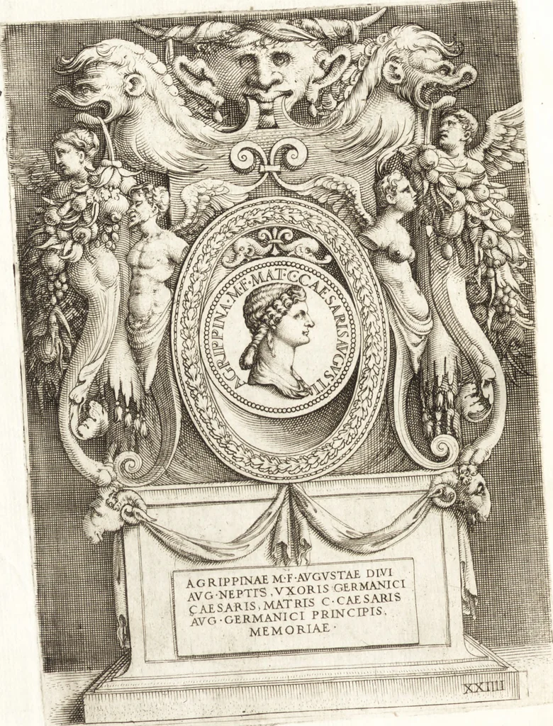 An illustration from Le imagini delle donne avgvste intagliate in istampa di rame : con le vite, et ispositioni di Enea Vico : sopra i riversi delle loro medaglie antiche, 1557, leaf 105