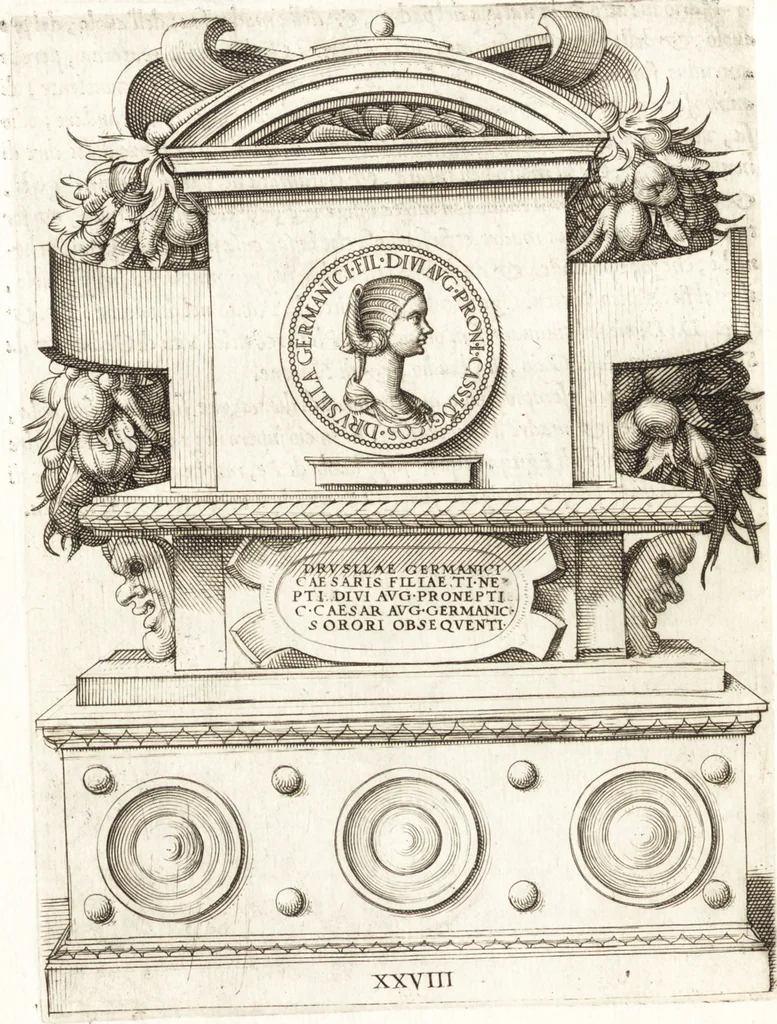 An illustration from Le imagini delle donne avgvste intagliate in istampa di rame : con le vite, et ispositioni di Enea Vico : sopra i riversi delle loro medaglie antiche, 1557, leaf 135