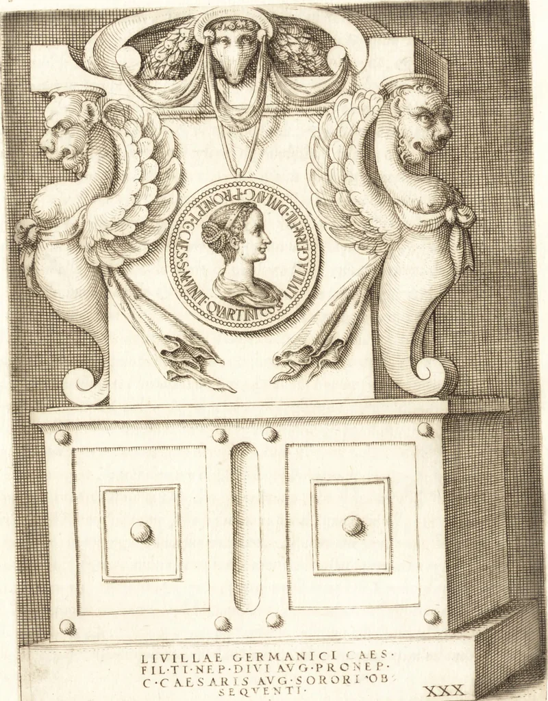 An illustration from Le imagini delle donne avgvste intagliate in istampa di rame : con le vite, et ispositioni di Enea Vico : sopra i riversi delle loro medaglie antiche, 1557, leaf 141