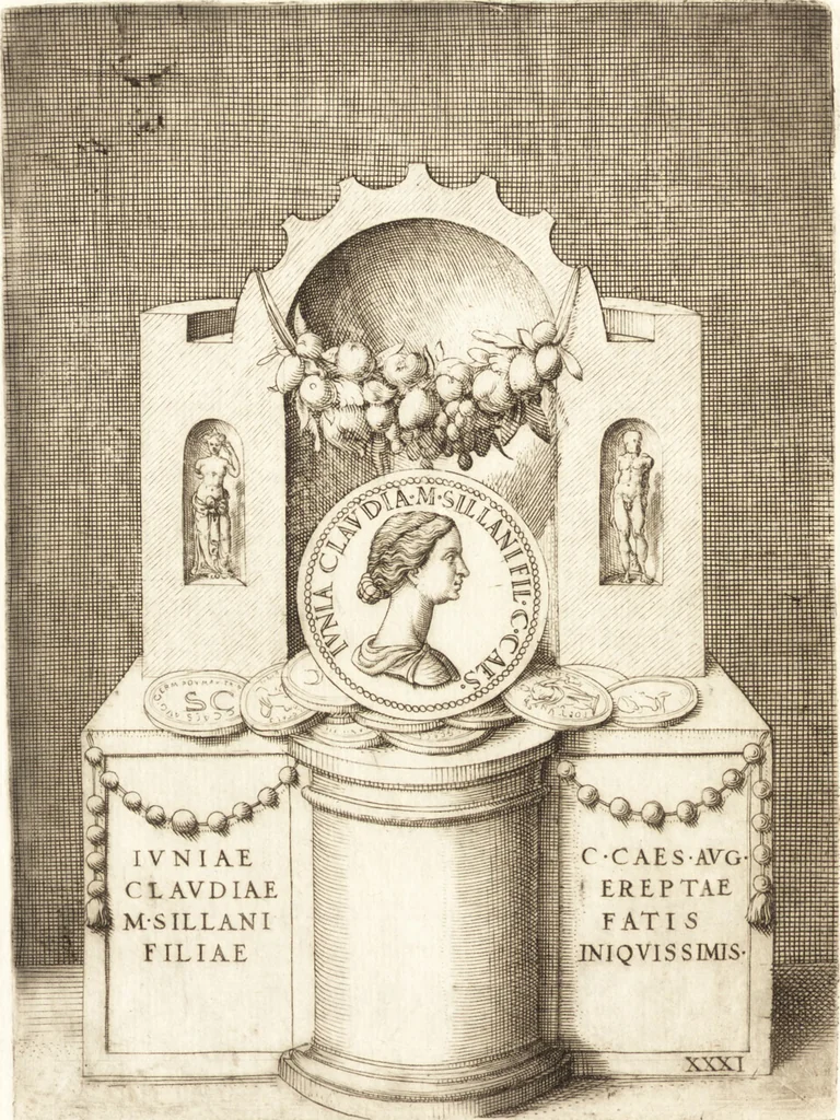 An illustration from Le imagini delle donne avgvste intagliate in istampa di rame : con le vite, et ispositioni di Enea Vico : sopra i riversi delle loro medaglie antiche, 1557, leaf 145