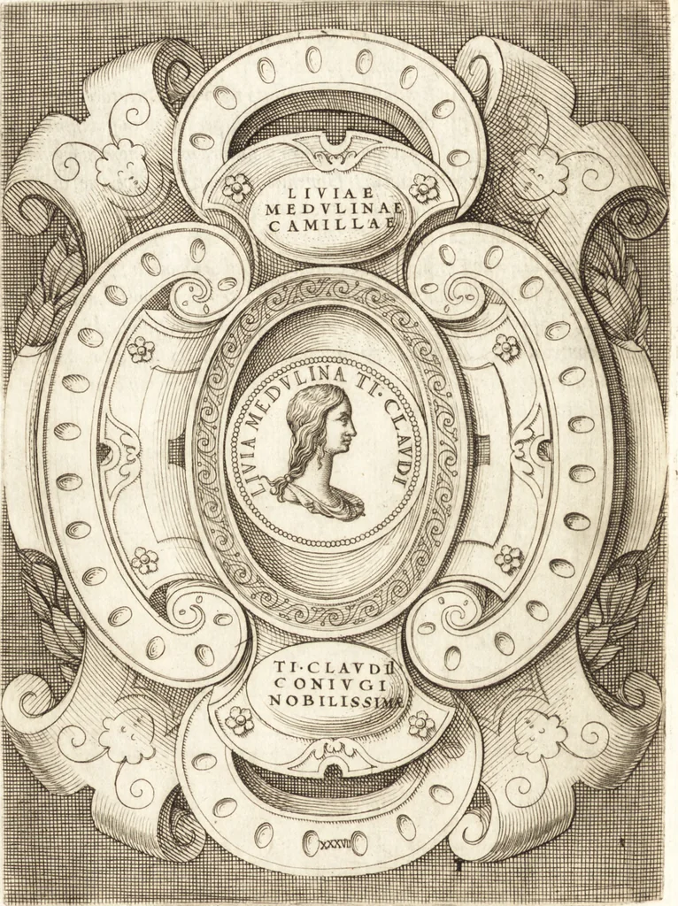 An illustration from Le imagini delle donne avgvste intagliate in istampa di rame : con le vite, et ispositioni di Enea Vico : sopra i riversi delle loro medaglie antiche, 1557, leaf 157