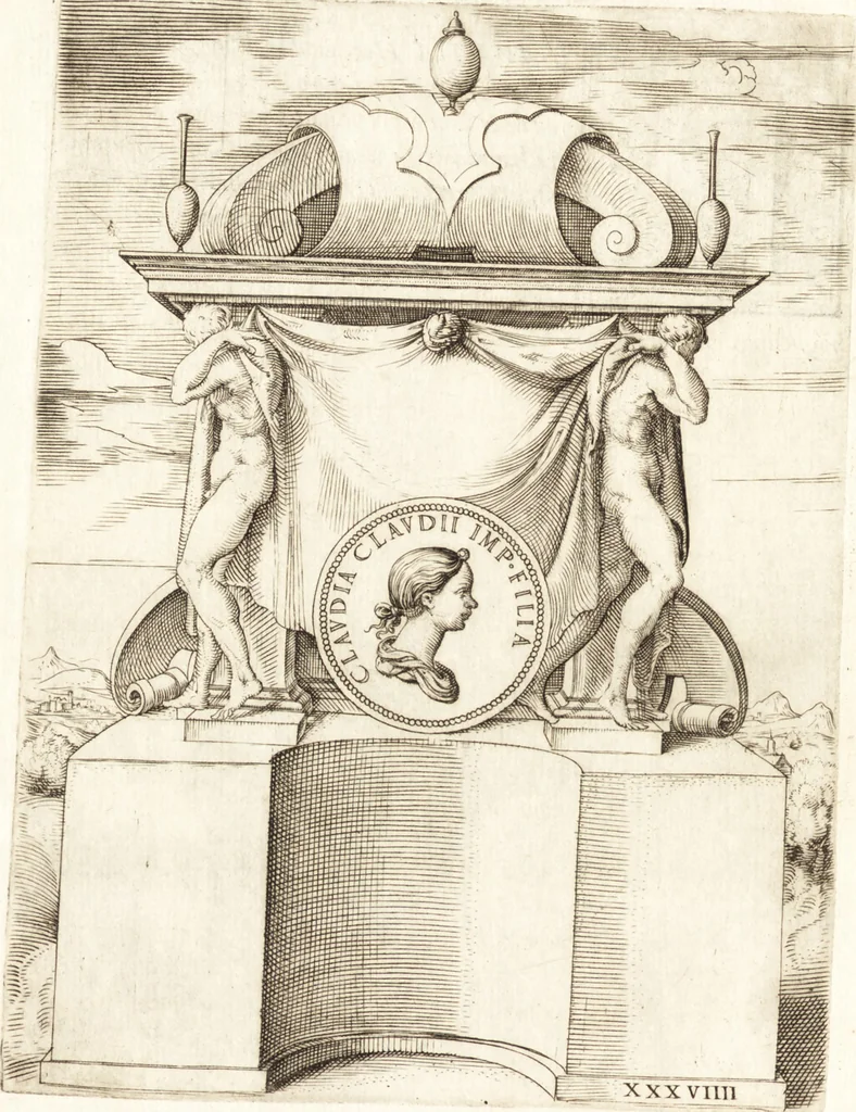 An illustration from Le imagini delle donne avgvste intagliate in istampa di rame : con le vite, et ispositioni di Enea Vico : sopra i riversi delle loro medaglie antiche, 1557, leaf 161